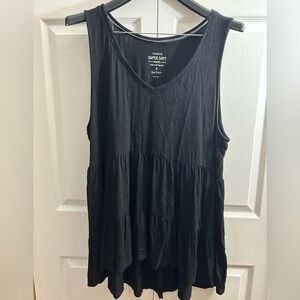 Torrid Black Super Soft High Low Tank with stitched trim detail